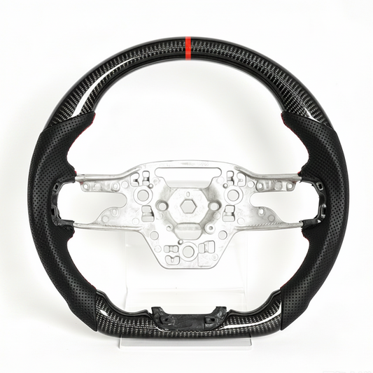Mustang Carbon Fiber Steering Wheel w Nappa for Ford Mustang 2024+ Models