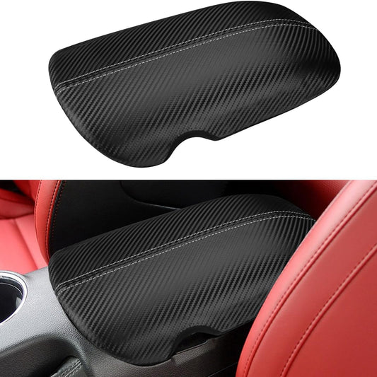 Mustang 2015-25 Soft Leather Carbon Fiber Texture Armrest Cover