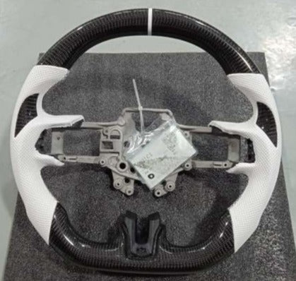 Mustang Storm Trooper Black Carbon w White Nappa Steering Wheel for Ford Mustang 2015-23 Models