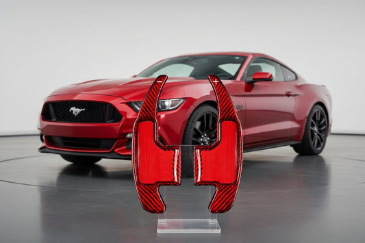 Red Carbon Fiber Paddle Shifters Mustang (15-23)