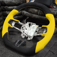 Mustang Alcantara w Yellow Nappa Steering Wheel