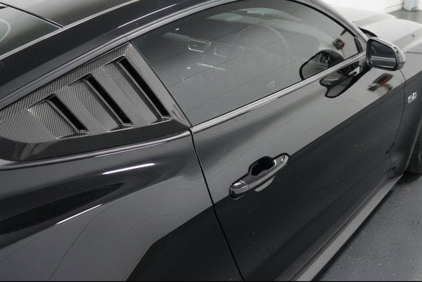 Mustang 2024+ Performance Carbon Look Qtr Window Louvers