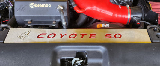 FM COYOTE 5.0 Engraved Radiator Cover Vanity Plate Kit - Mustang FM (2015-17)