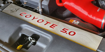 FM COYOTE 5.0 Engraved Radiator Cover Vanity Plate Kit - Mustang FM (2015-17)