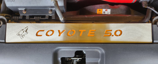 FM COYOTE 5.0 Engraved Radiator Cover Vanity Plate Kit - Mustang FM (2015-17)