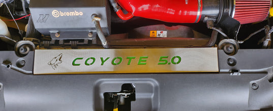 FM COYOTE 5.0 Engraved Radiator Cover Vanity Plate Kit - Mustang FM (2015-17)