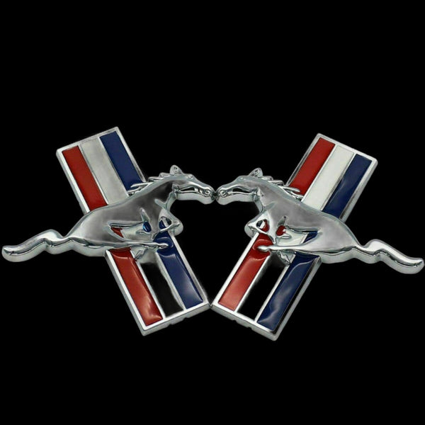 Mustang Tribar Fender Badge Set - Chrome