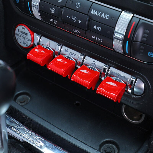Mustang (15-23) 4 Piece Switch Control Cover Set - Red