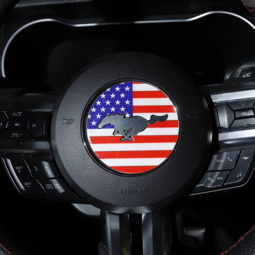 Mustang (15-23) USA Red White & Blue Flag Steering Wheel Trim