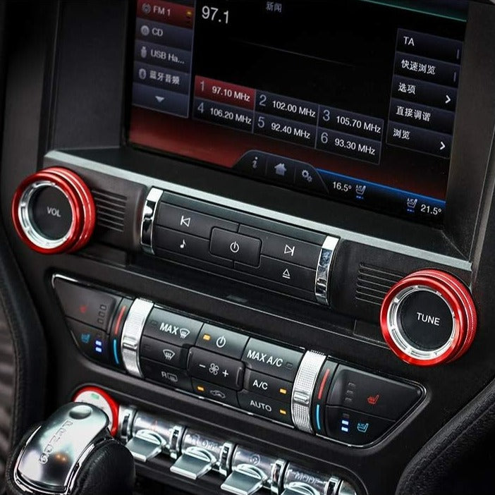 Mustang (15-23) Red 3 Piece Aluminium Control Button Set