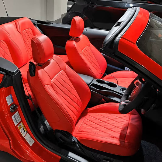 Premium Cow Hide Leather Custom Seat Cover Set For Ford Mustang 2015-26 Models