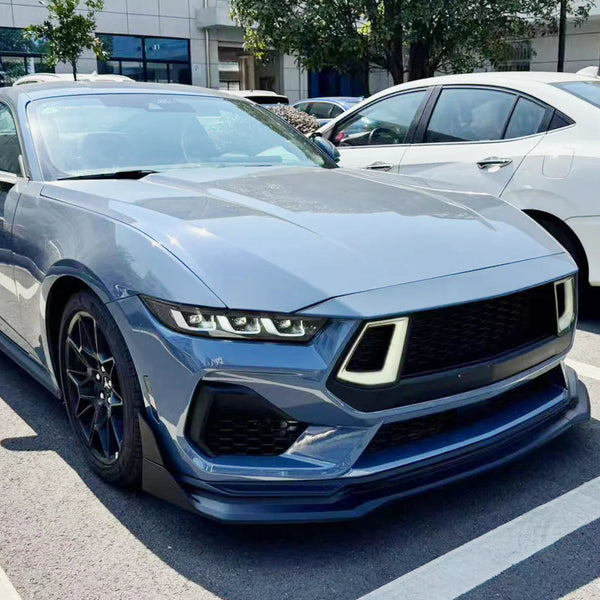 Mustang 24+  Matte Black GT-V Front Bumper Bar Lower Lip Spoiler Bodykit + Winglets - (Pre-order)
