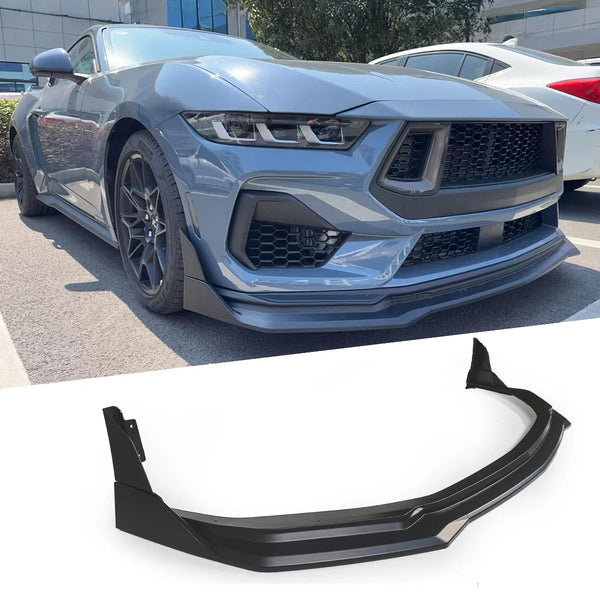 Car with a front bumper lip spoiler on a white background