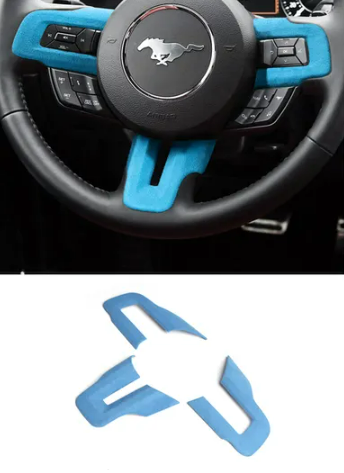 Mustang (15-23) Alcantara Steering Trim - Blue