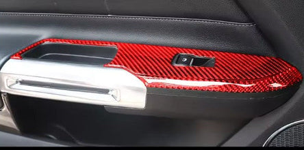 Red Soft Carbon Door Armrest Trim - Mustang (15-23)