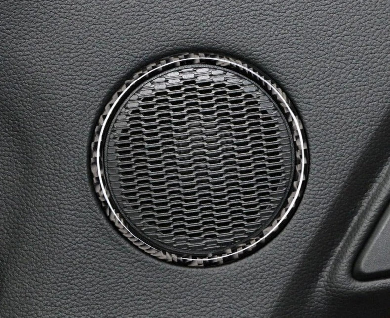 Mustang (15-23) Carbon Door Speaker Ring Trim (Red/Black)