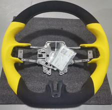 Mustang Alcantara w Yellow Nappa Steering Wheel