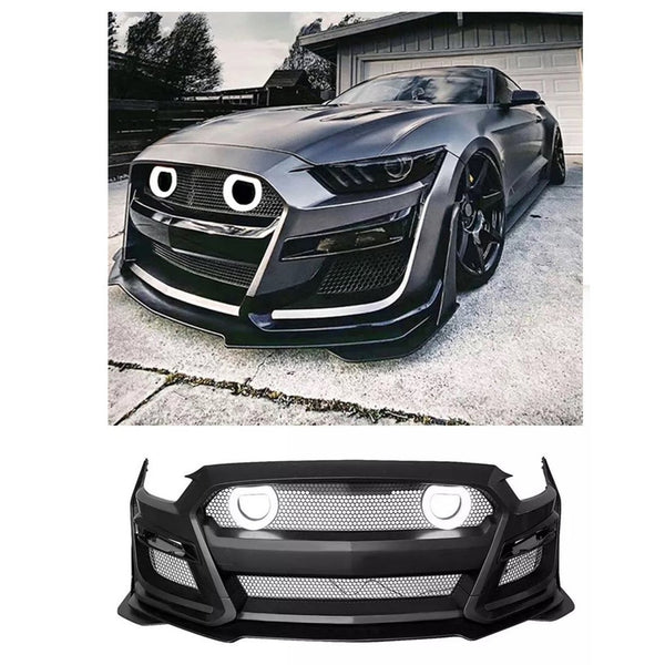 Mustang FM (15-17) GT500 Style Front bumper w Halo Grille Lights
