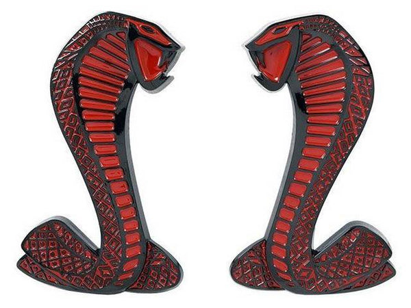 Shelby Cobra Fender Badge Set - Black on Red