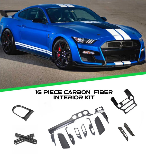 Mustang 15-23 Genuine Carbon Fiber  16 Piece Interior Kit