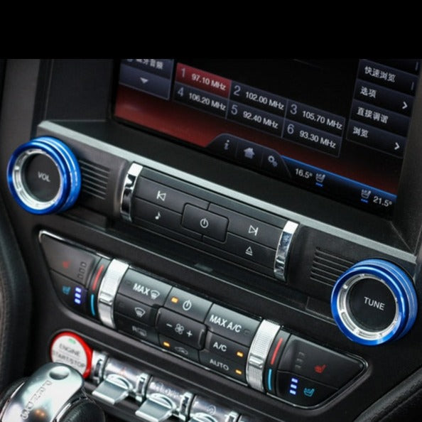 Mustang (15-23) Blue 3 Piece Aluminium Control Button Set