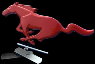 Mustang Replacement grille badge (Metal) - Matte Red