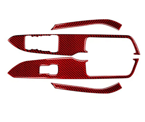 Red Soft Carbon Door Armrest Trim - Mustang (15-23)