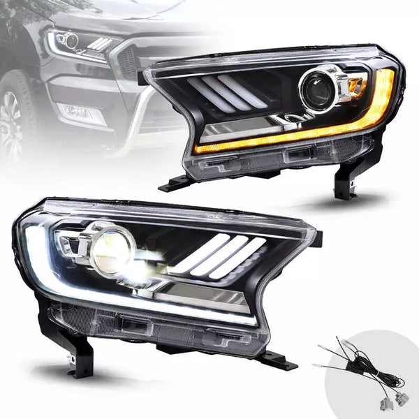 2015-2021 FORD RANGER MUSTANG STYLE SEQUENTIAL LED HEADLIGHTS