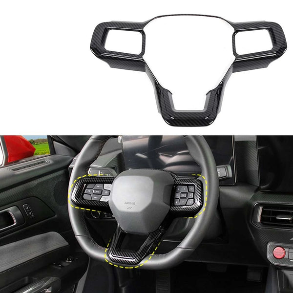 Ford Mustang s650 FO 2024+Carbon Fiber Look Steering Wheel Trim Cover