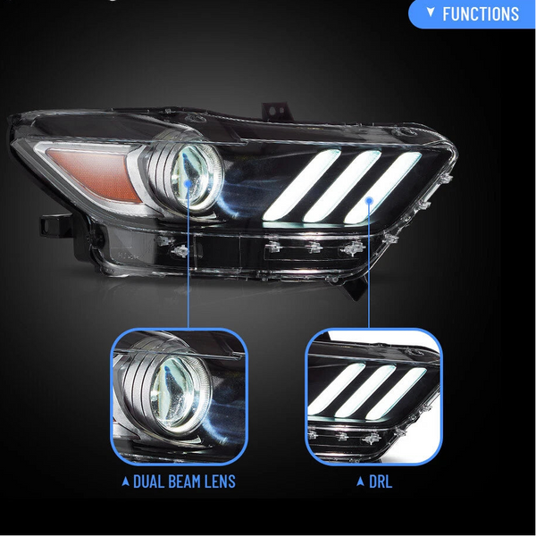 Mustang 2015-2017 VLAND LED Projector Headlights Assembly