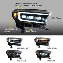 VLAND LED Headlights For 2015-2021 Ford Ranger LED DRL W/ Sequential Head Lamps