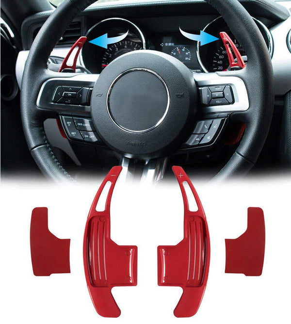 Red Aluminium Paddle Shifters Mustang (15-23)