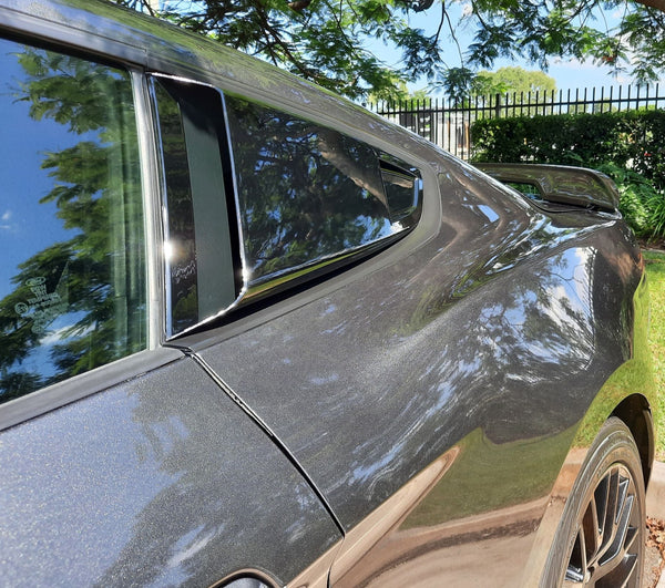 Mustang (15-23) Eleanor Qtr Window Louvers - Gloss Black