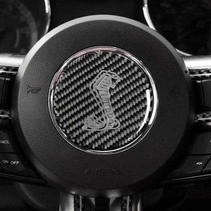 Mustang (15-23) Shelby Style Black Carbon Steering Wheel Trim