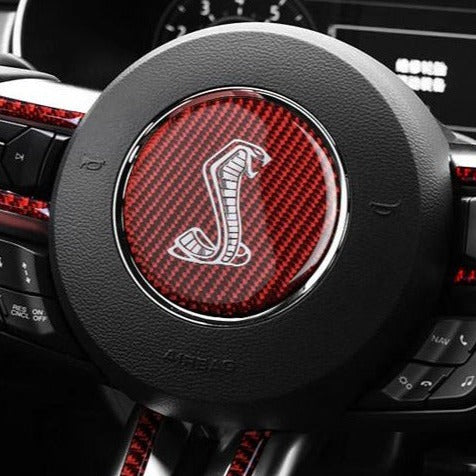 Mustang (15-23) Shelby Style Red Carbon Steering Wheel Trim
