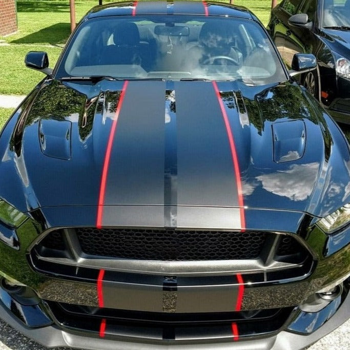 Mustang Dual Rally Stripe Decal w Pin Stripes
