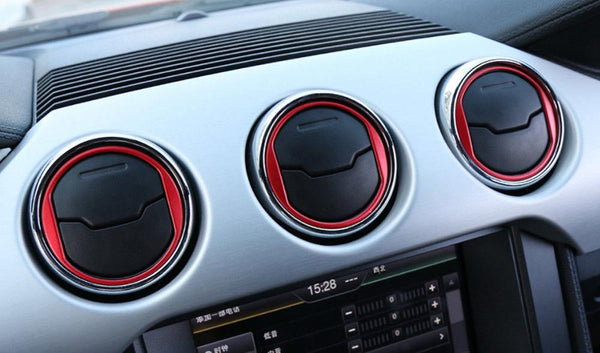 Mustang (15-23) Red Aluminium 3 Piece Vent Trim set