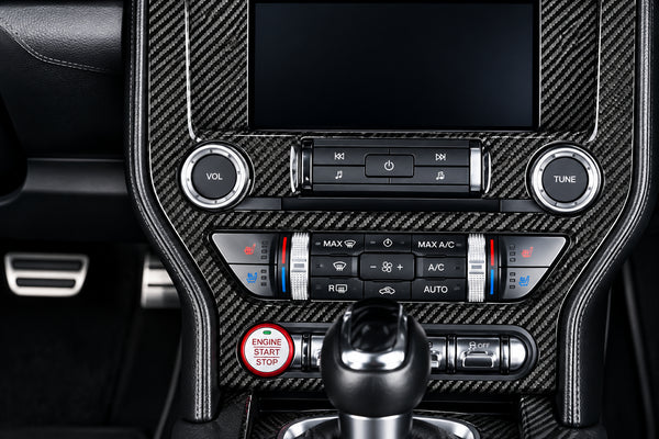 Genuine Carbon Fiber Media Surround Cover For Ford Mustang 2015-23 Models