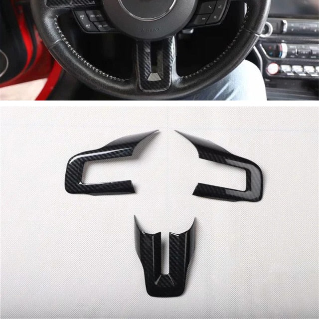 Mustang (15-23) Carbon Look Steering Wheel Trim